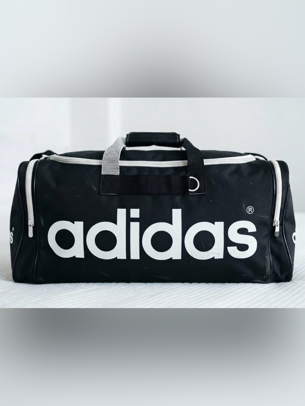 Vintage 90s Adidas Duffel Bag – Black/White Nylon – Taiwan - Rare
